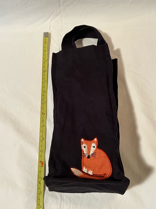 Other - Wine bottle tote bag black fox drink design bar cart gift travel single canvas